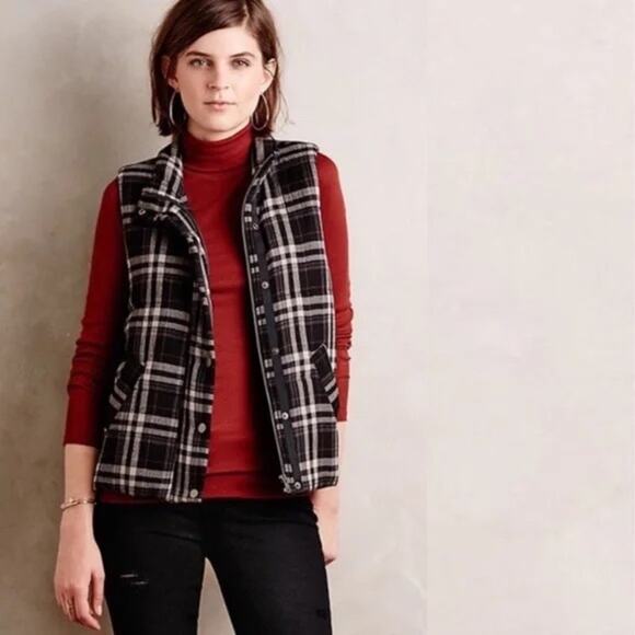 Anthropologie Hei Hei Quincy Plaid Puffer Vest Size Small - Picture 2 of 16